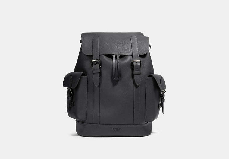 COACH®,HUDSON BACKPACK,Leather,X-Large,Gunmetal/Industrial Grey,Front View