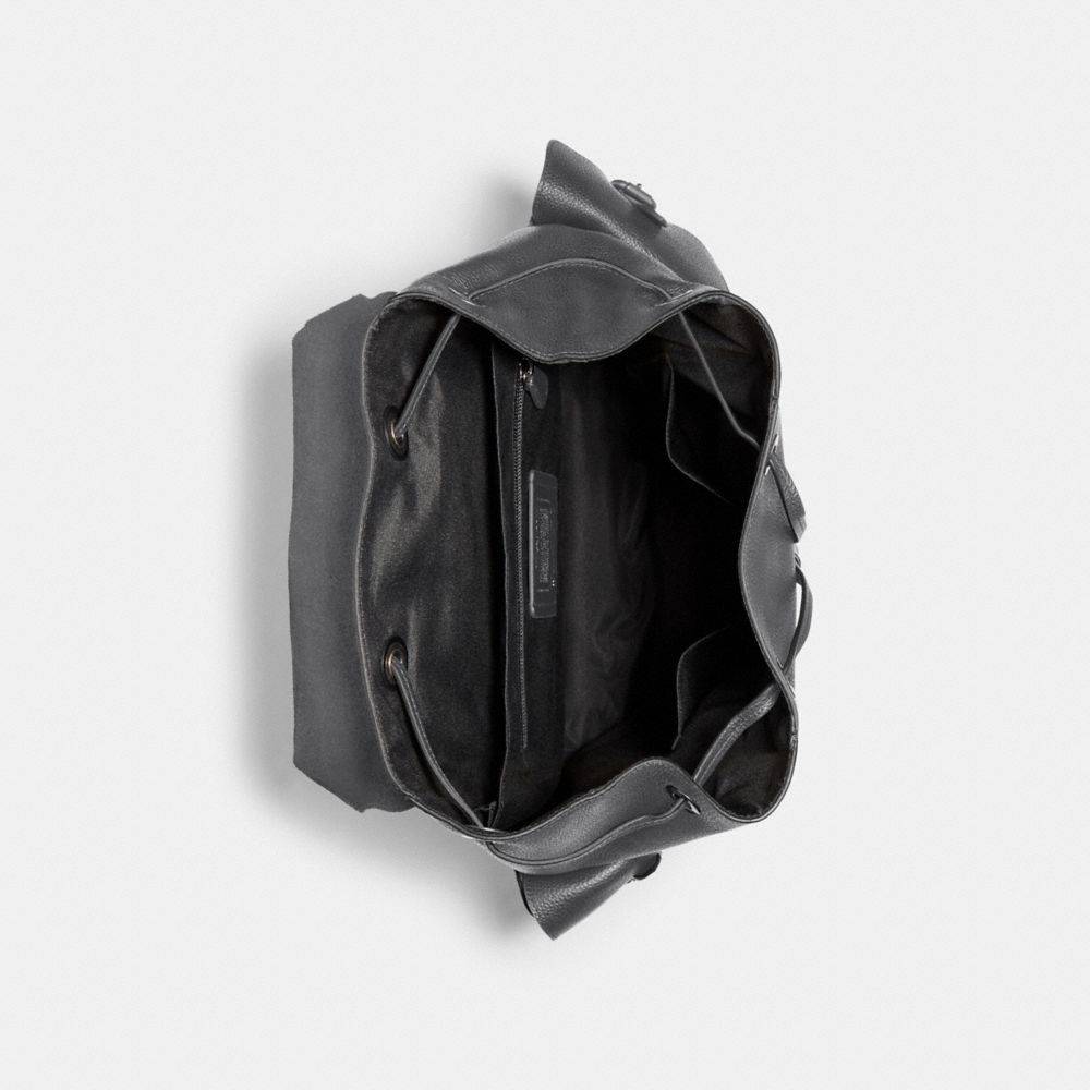 COACH®,HUDSON BACKPACK,Smooth Leather,X-Large,Gunmetal/Industrial Grey,Inside View,Top View