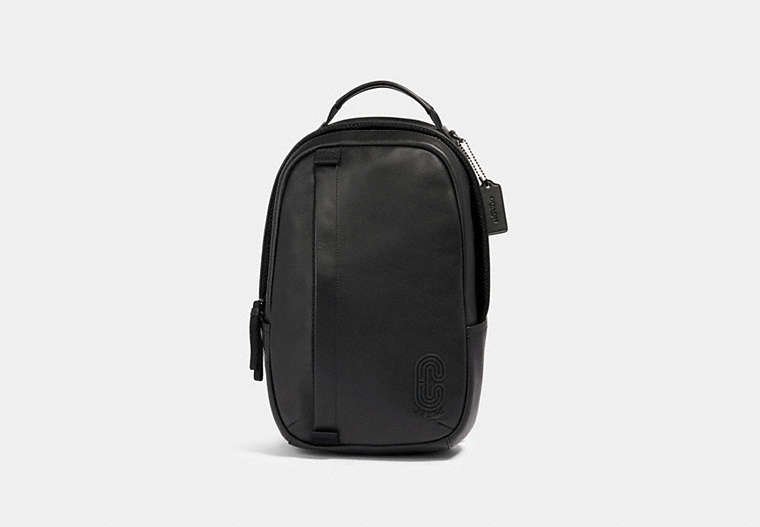 COACH®,EDGE PACK,Leather,Medium,Gunmetal/Black,Front View
