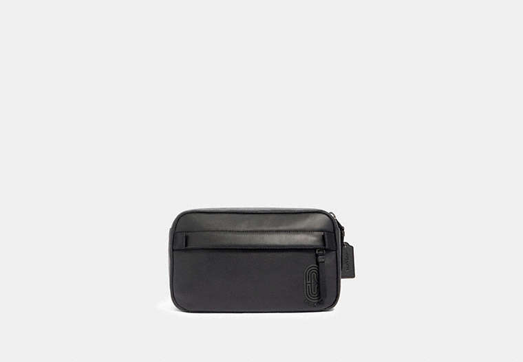 COACH®,EDGE BELT BAG,Leather,Gunmetal/Black,Front View