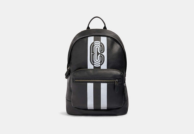 West Backpack With Reflective Varsity Stripe And Coach Patch