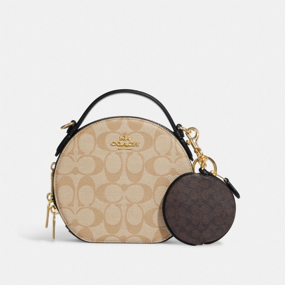 COACH®  Circular Coin Pouch In Signature Canas With Country