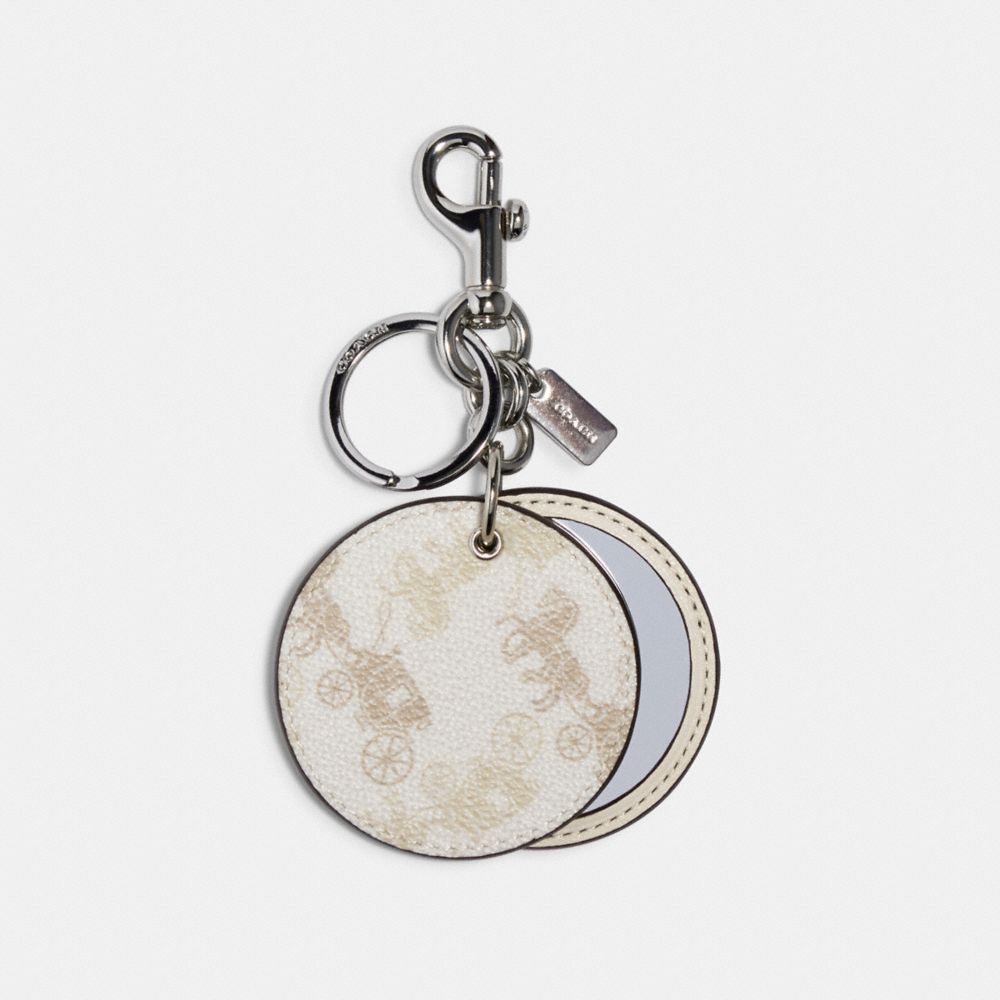 Mirror Bag Charm With Horse And Carriage Print