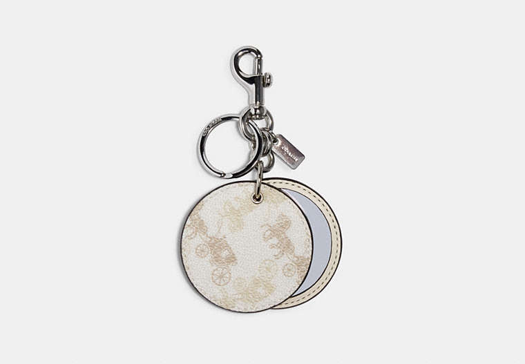 Mirror Bag Charm With Horse And Carriage Print