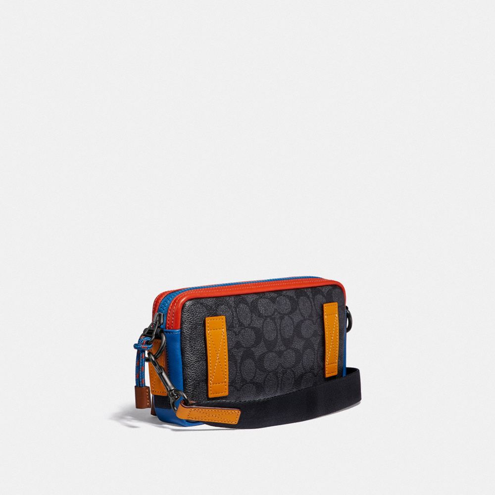 COACH®,PACER SLIM POUCH IN SIGNATURE CANVAS,Mini,Charcoal Signature Multi,Angle View