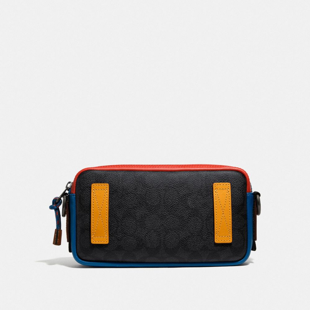 COACH®,PACER SLIM POUCH IN SIGNATURE CANVAS,Mini,Charcoal Signature Multi,Back View