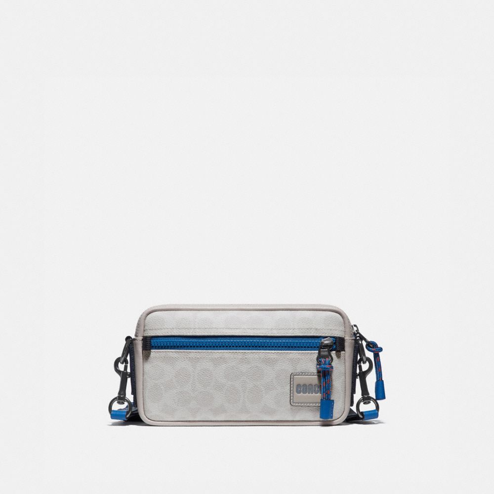 COACH®,PACER SLIM POUCH IN SIGNATURE CANVAS,Mini,Chalk/Pacific,Front View