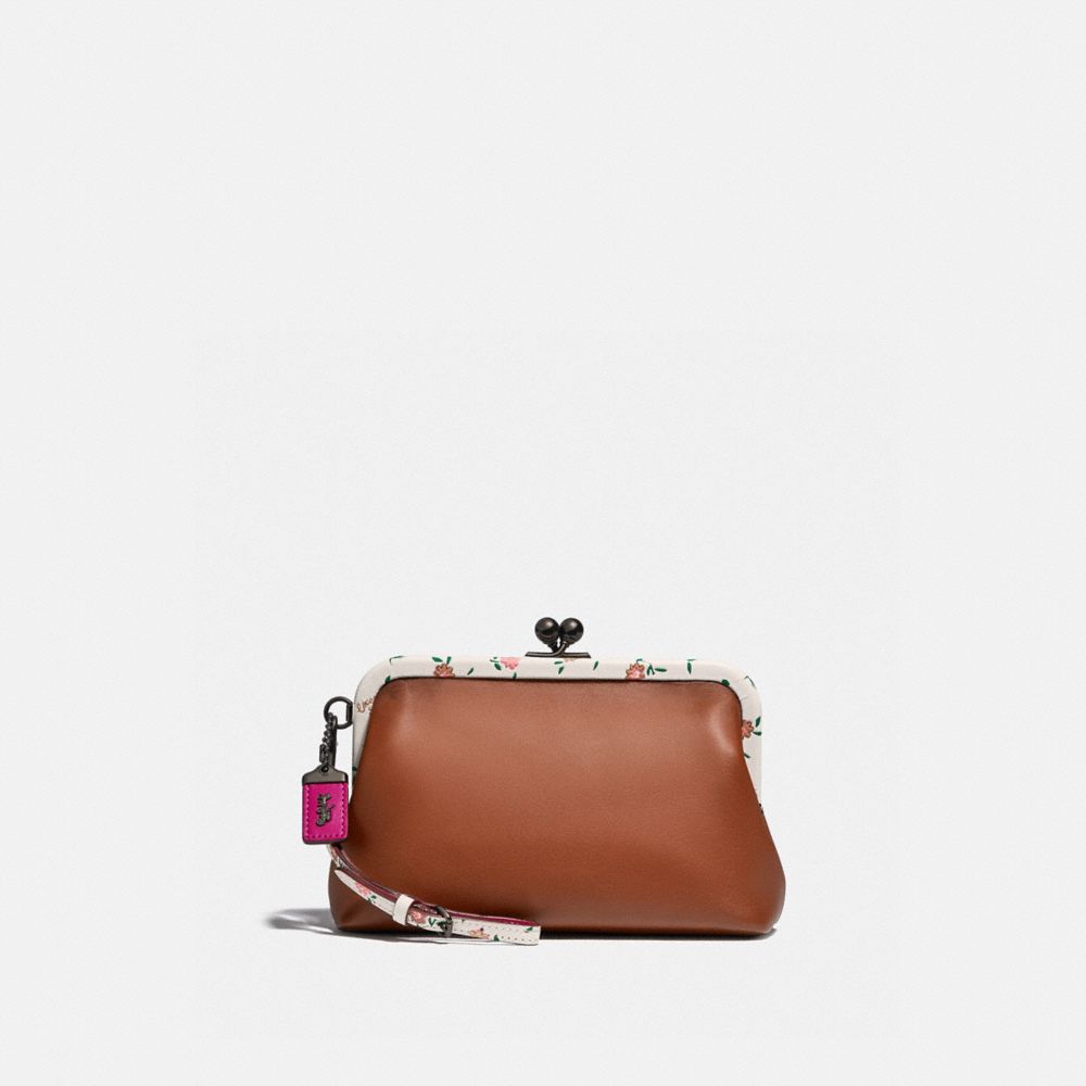 COACH Kisslock Clutch With Blocked Floral Print