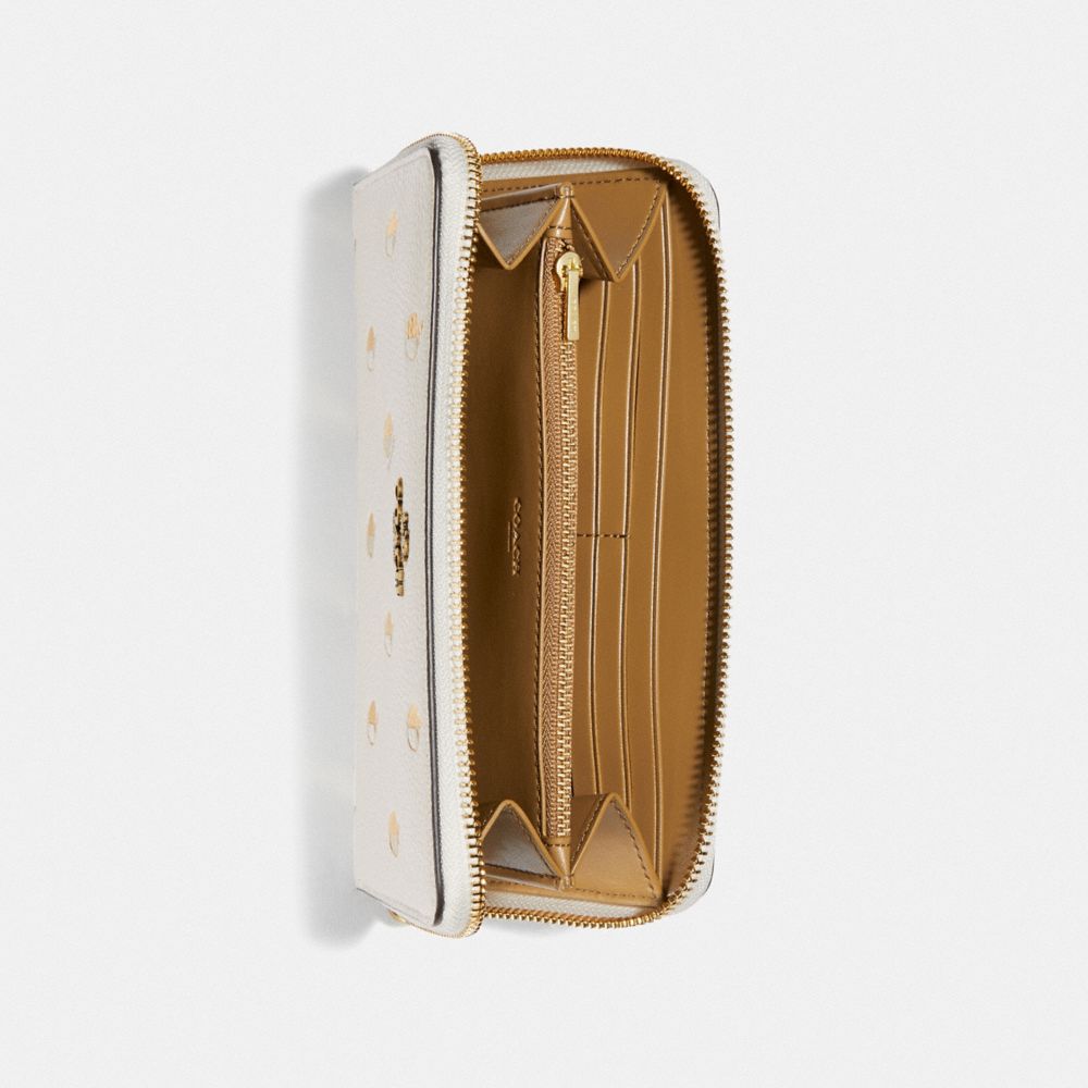 COACH®,ACCORDION ZIP WALLET WITH APPLE PRINT,Leather,Mini,Brass/Chalk Multi,Inside View,Top View