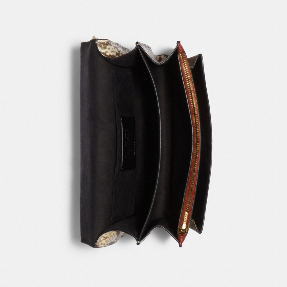 COACH®,Klare Crossbody Bag In Signature Canvas With Rivets,Leather,Canvas,Crossbody,PVC,Color Block,Logo,Studded,Mixed Med...,Multi Color,Inside View,Top View