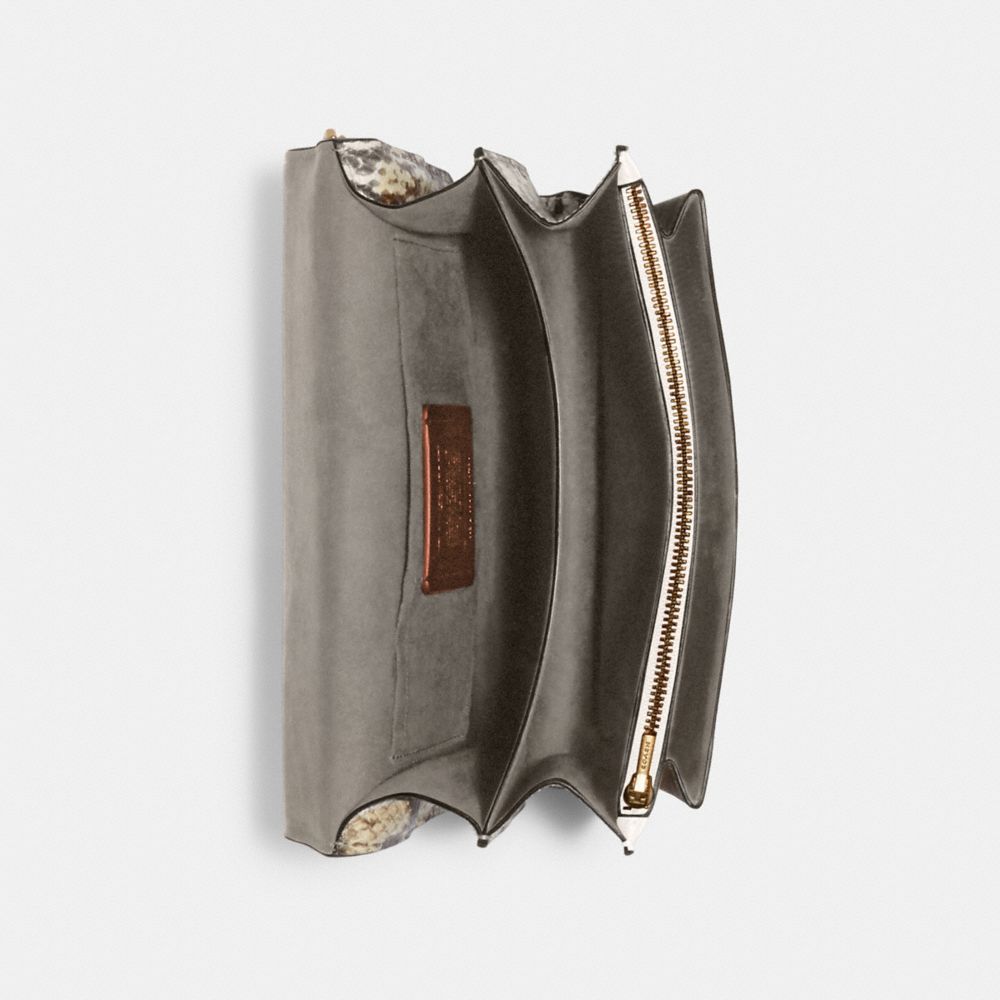 COACH®,Klare Crossbody Bag In Signature Canvas With Rivets,Canvas,Leather,Crossbody,PVC,Studded,Logo,Mixed Media,Color Blo...,Cream,Inside View,Top View