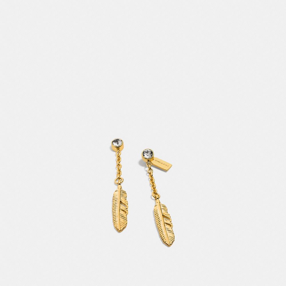 Pave Feather Drop Earrings