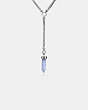 COACH®,AMULET LARIAT LONG NECKLACE,Mixed Material,Silver/PALE BLUE,Front View