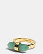COACH®,AMULET RING,Plated Brass,Gold/PALE GREEN,Front View