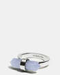 COACH®,AMULET RING,Plated Brass,Silver/PALE BLUE,Front View