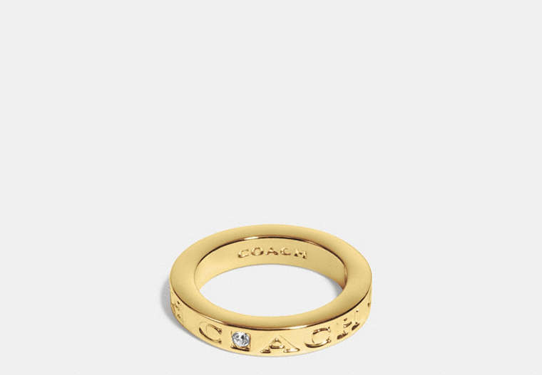 COACH®,COACH PAVE METAL RING,Plated Brass,Gold,Front View