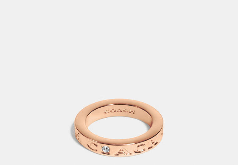 COACH®,COACH PAVE METAL RING,Plated Brass,Rose Gold,Front View
