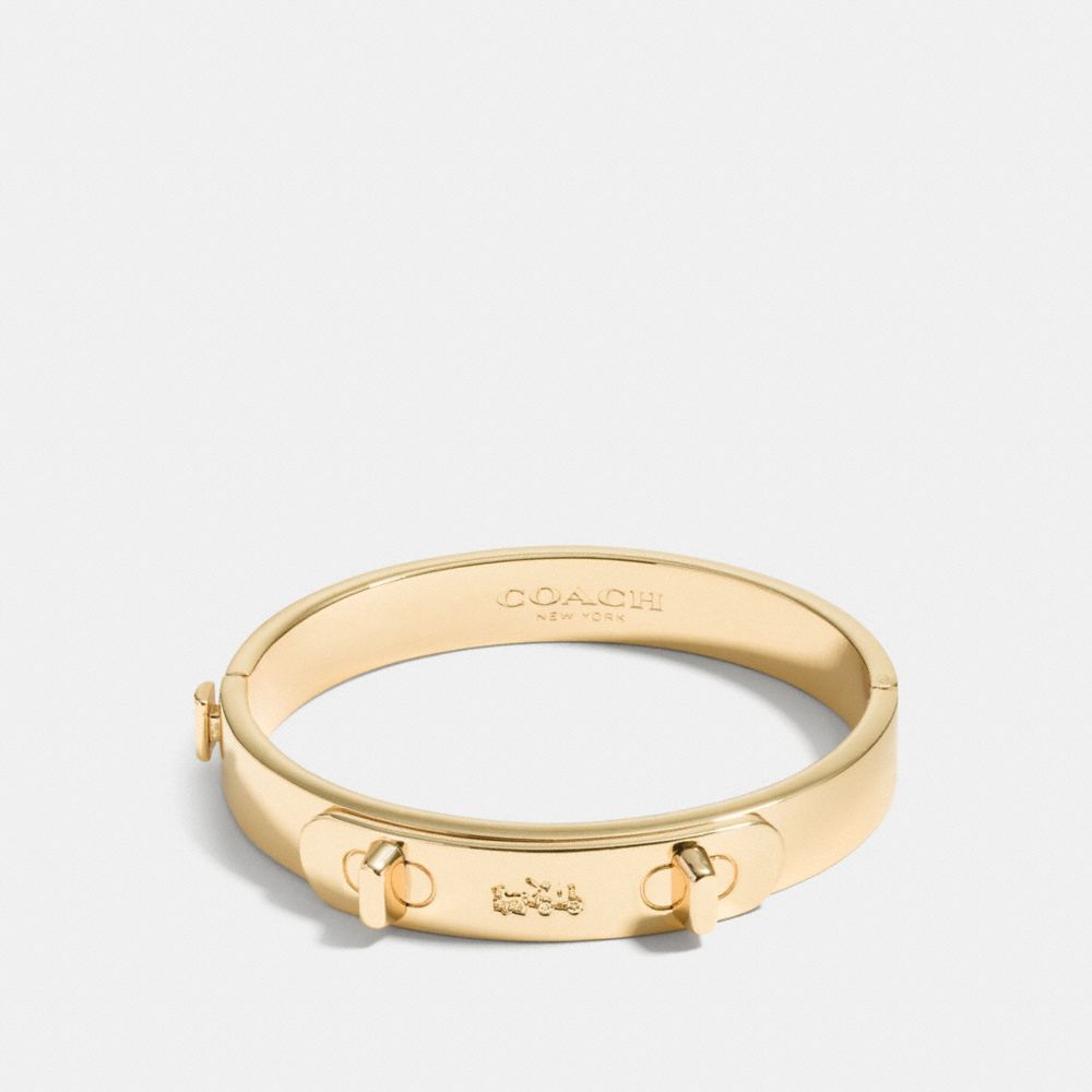 COACH®,SWAGGER HINGED BANGLE,Plated Brass,Gold,Front View