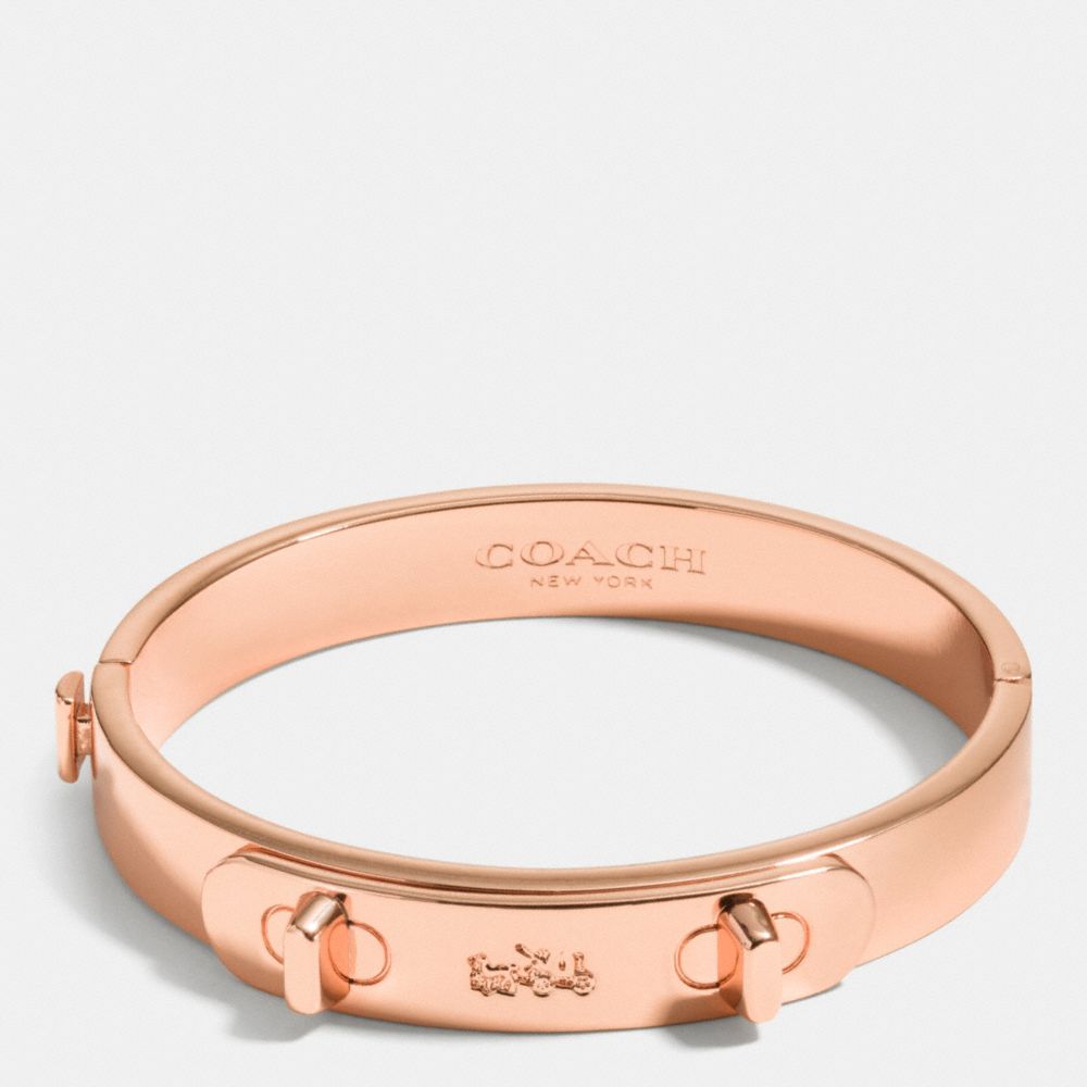 COACH®,SWAGGER HINGED BANGLE,Plated Brass,Rose Gold,Front View