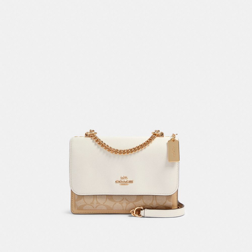 COACH®,KLARE CROSSBODY IN SIGNATURE CANVAS,pvc,Gold/Light Khaki Multi,Front View