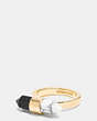 COACH®,TWO TONE AMULET RING,Mixed Material,Gold/BLACK/ CHALK,Front View