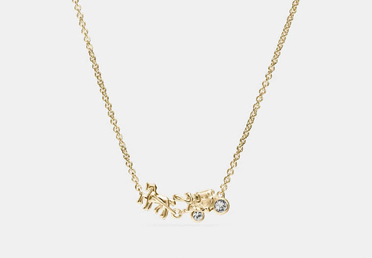 COACH®,DEMI-FINE HORSE AND CARRIAGE NECKLACE,Sterling Silver,Gold,Front View