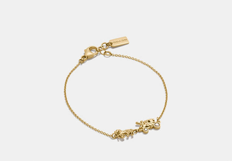 COACH®,DEMI-FINE HORSE AND CARRIAGE CHAIN BRACELET,Sterling Silver,Gold,Front View