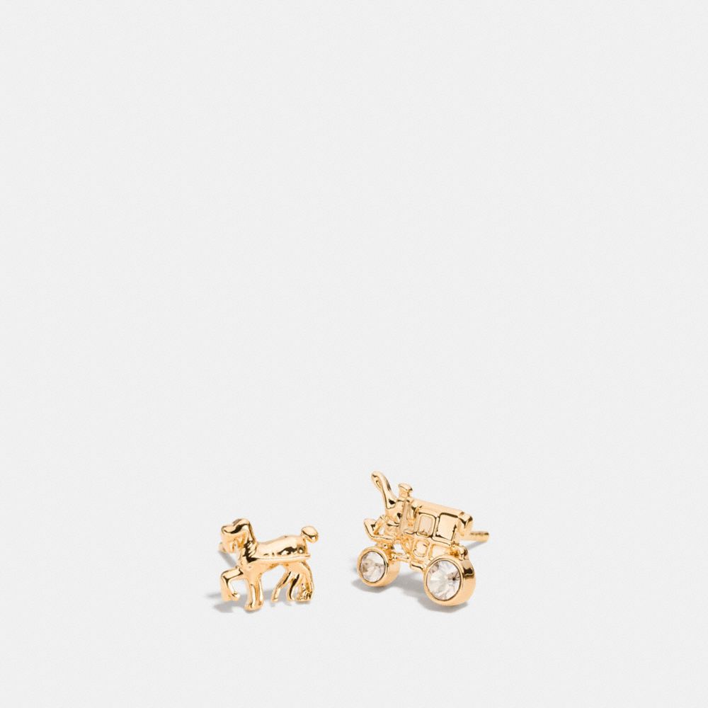 Pave Horse And Carriage Stud Earrings
