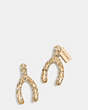 COACH®,PAVE WISHBONE STUD EARRINGS,Metal,Gold,Front View