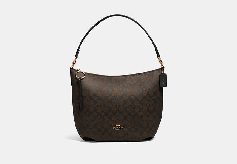 COACH®,SKYLAR HOBO IN SIGNATURE CANVAS,pvc,Gold/Brown Black,Front View