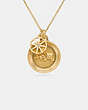 COACH®,HORSE AND CARRIAGE COIN NECKLACE,Plated Brass,Gold,Front View