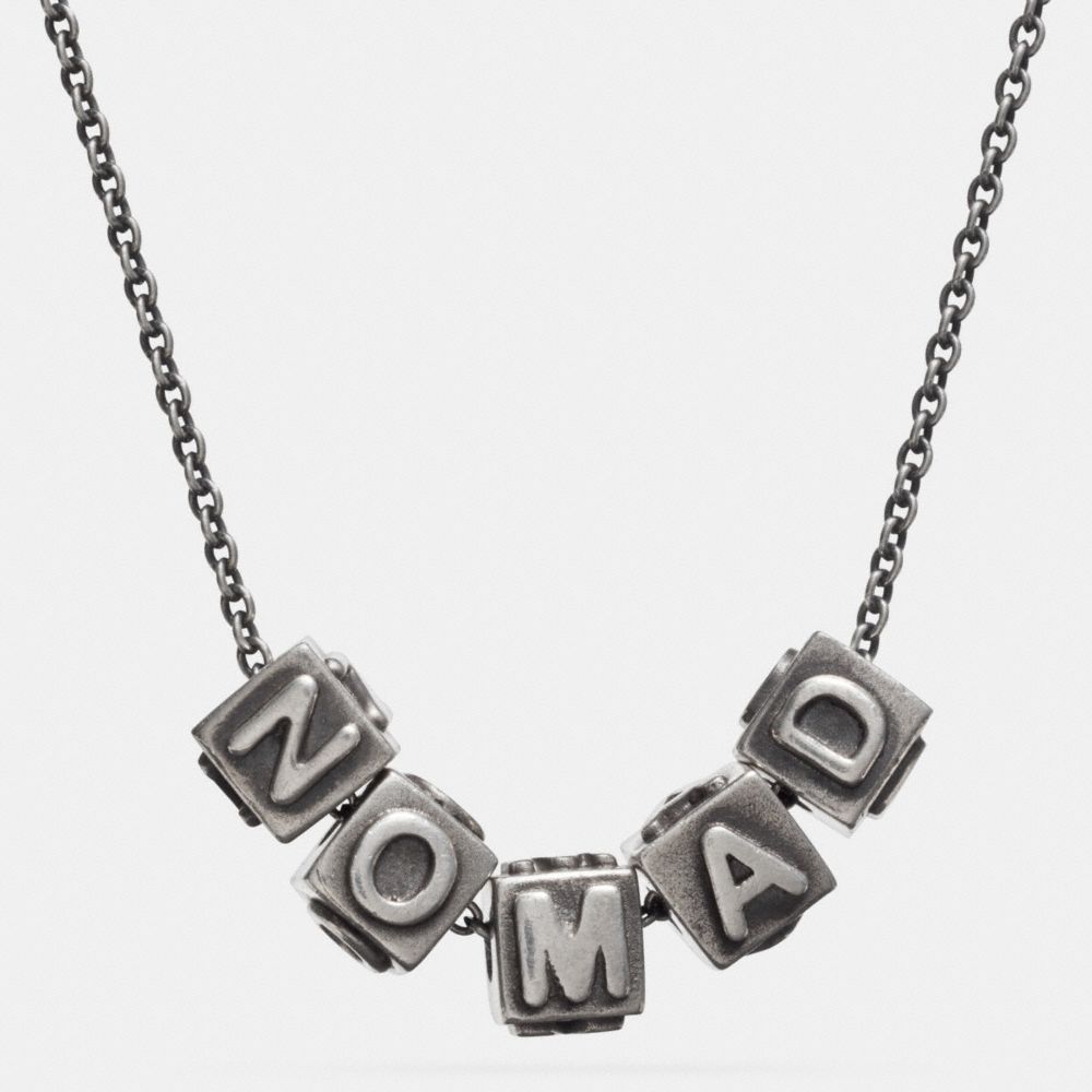 COACH®,NOMAD BLOCK LETTERS NECKLACE,Metal,Silver,Front View
