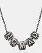 COACH®,NOMAD BLOCK LETTERS NECKLACE,Metal,Silver,Front View