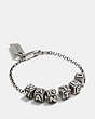 COACH®,WANTED BLOCK LETTERS BRACELET,Plated Brass,Silver,Front View