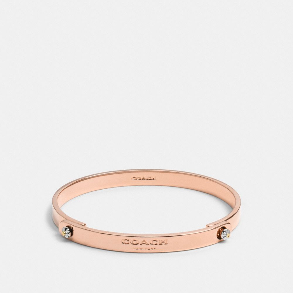 COACH®,DAISY RIVET COACH TENSION BANGLE,Mixed Metal,Rose Gold,Front View