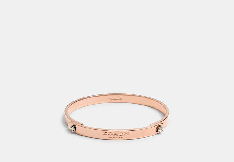 COACH®,DAISY RIVET COACH TENSION BANGLE,Mixed Metal,Rose Gold,Front View