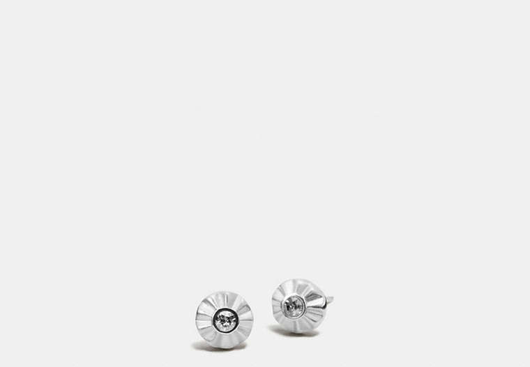 COACH®,DAISY RIVET STUD EARRINGS,Mixed Metal,Silver/Black,Front View