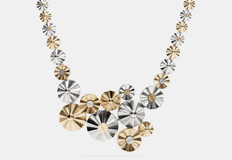 COACH®,CLUSTERED DAISY RIVET NECKLACE,Mixed Metal,Silver/Gold,Front View