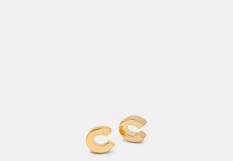 COACH®,COACH C STUD EARRINGS,Plated Brass,Gold,Front View