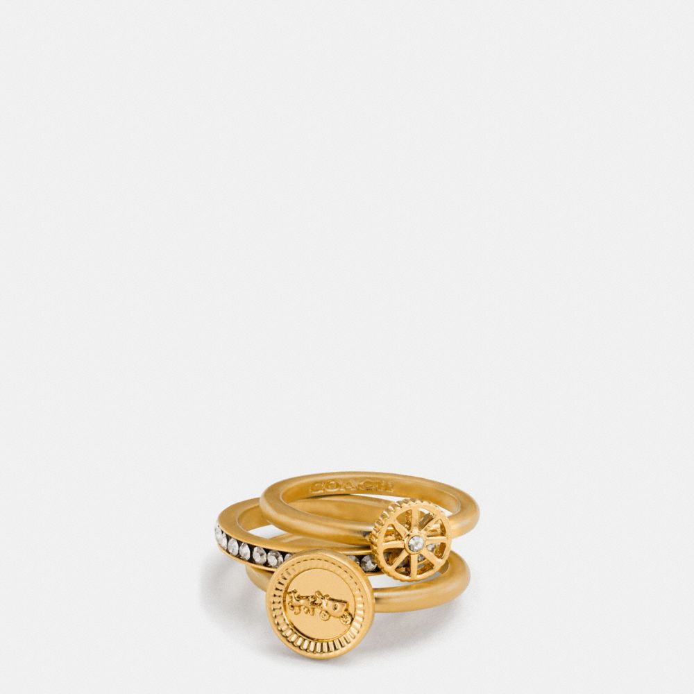 Pave Horse And Carriage Coin Ring Set
