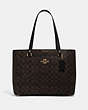COACH®,ADDISON TOTE IN SIGNATURE CANVAS,pvc,Gold/Brown Black,Front View