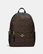 COACH®,ADDISON BACKPACK IN SIGNATURE CANVAS,Leather,Gold/Brown Black,Front View
