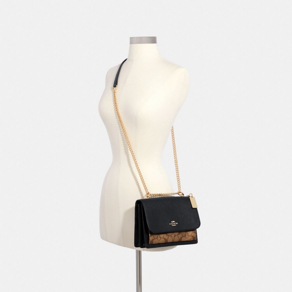 COACH®,Klare Crossbody Bag In Signature Canvas,Leather,Canvas,Crossbody,PVC,Color Block,Logo,Gusset,Gold Metal,Day Party,,Alternate View