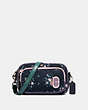 COACH®,COURT CROSSBODY WITH ROSE BOUQUET PRINT,Nylon,Gunmetal/Midnight Multi,Front View