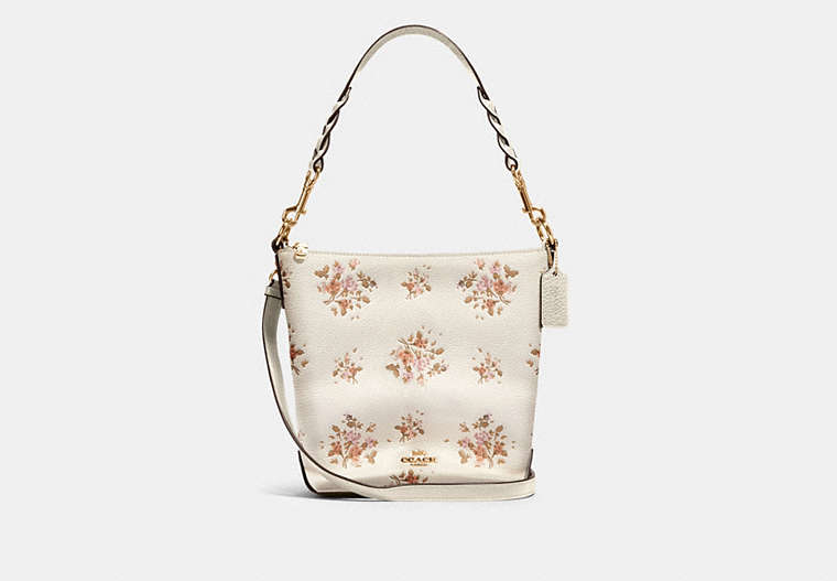 COACH®,MINI ABBY DUFFLE WITH ROSE BOUQUET PRINT,Leather,Medium,Gold/Chalk Multi,Front View