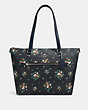 COACH®,GALLERY TOTE WITH ROSE BOUQUET PRINT,pvc,Silver/Midnight Multi,Front View