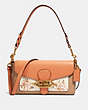 COACH®,JADE SHOULDER BAG WITH ROSE BOUQUET PRINT,pvc,Brass/Chalk Multi,Front View