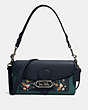 COACH®,JADE SHOULDER BAG WITH ROSE BOUQUET PRINT,pvc,Silver/Midnight Multi,Front View