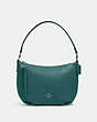 COACH®,SMALL SKYLAR HOBO,Leather,Silver/Dark Turquoise,Front View
