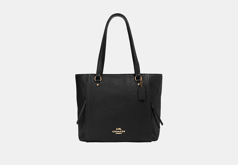 COACH®,MARLON TOTE,Leather,Gold/Black,Front View